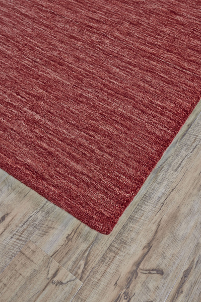 10' X 13' Red Wool Hand Woven Stain Resistant Area Rug