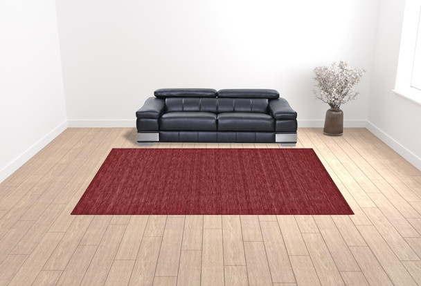 10' X 13' Red Wool Hand Woven Stain Resistant Area Rug