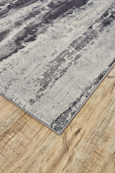 7' X 10' Gray And Black Abstract Stain Resistant Area Rug
