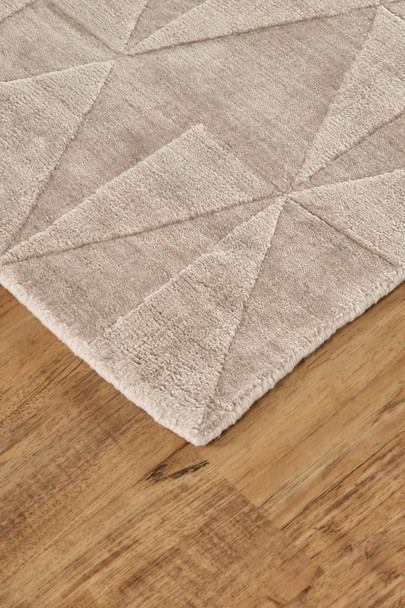 4' X 6' Taupe Geometric Hand Woven Area Rug