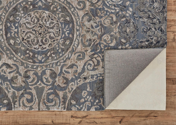 2' X 3' Gray Blue And Taupe Wool Abstract Tufted Handmade Stain Resistant Area Rug