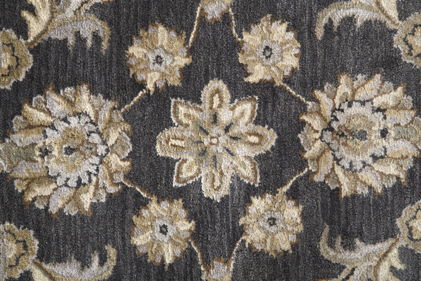 10' Blue Gray And Taupe Round Wool Floral Tufted Handmade Stain Resistant Area Rug