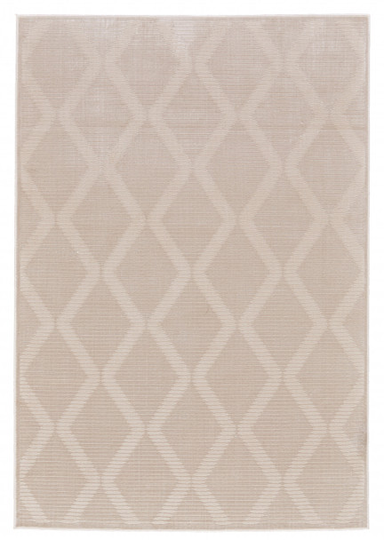 8' X 11' Ivory And Tan Geometric Stain Resistant Area Rug