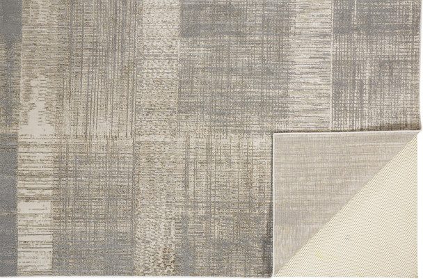 8' X 11' Gray And Ivory Abstract Stain Resistant Area Rug