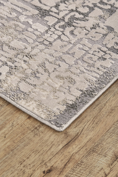 10' X 13' Gray And Ivory Abstract Stain Resistant Area Rug