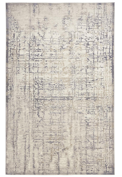 5' X 8' Ivory And Gray Abstract Stain Resistant Area Rug