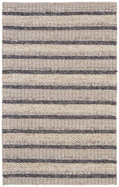 5' X 8' Ivory Tan And Gray Wool Hand Woven Stain Resistant Area Rug