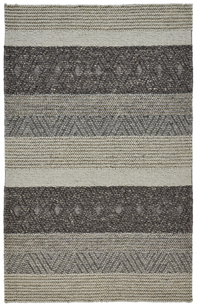 2' X 3' Gray Taupe And Tan Wool Floral Hand Woven Stain Resistant Area Rug