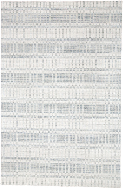 10' X 14' Ivory And Blue Striped Hand Woven Area Rug