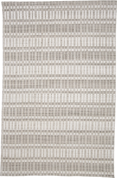 5' X 8' Ivory Taupe And Tan Striped Hand Woven Area Rug