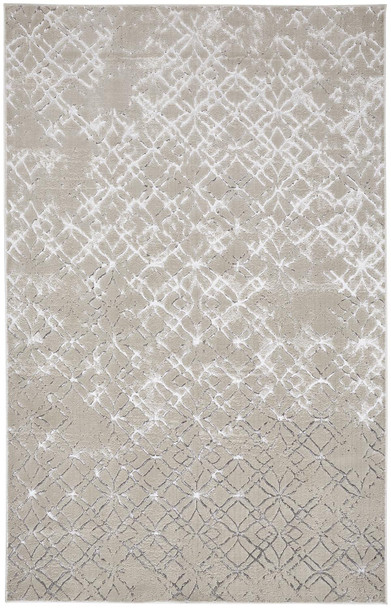 4' X 6' Silver Gray And White Abstract Area Rug