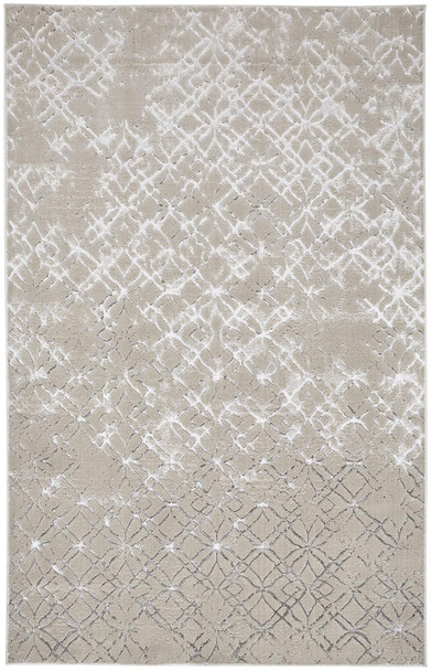 8' X 10' Silver Gray And White Abstract Area Rug