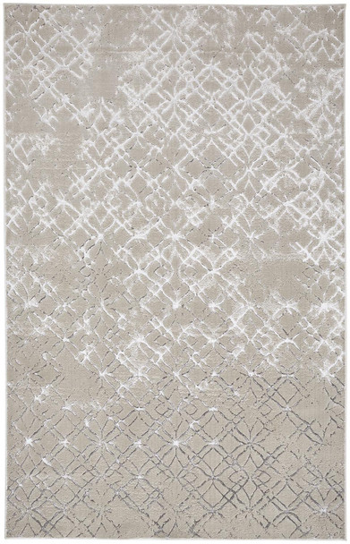 8' X 11' Silver Gray And White Abstract Stain Resistant Area Rug