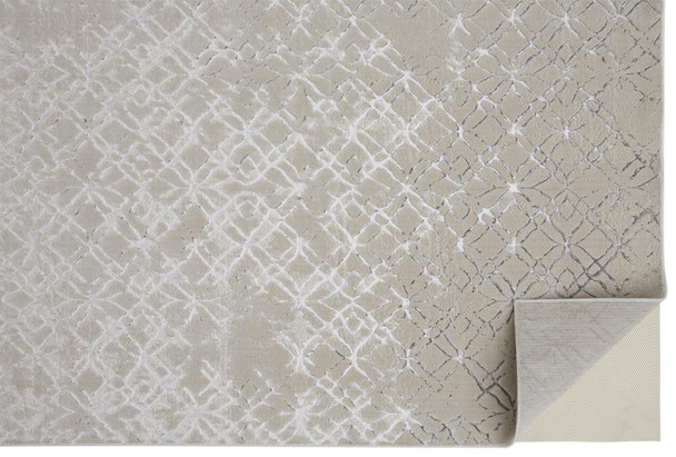Silver Gray And White Abstract Area Rug