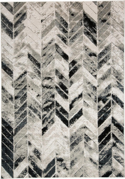 7' X 10' Black Gray And Silver Geometric Stain Resistant Area Rug