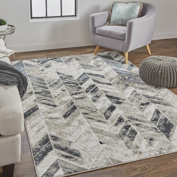 Black Gray And Silver Geometric Area Rug