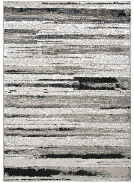 10' X 13' Silver Gray And Black Abstract Stain Resistant Area Rug