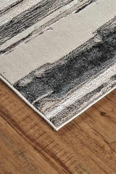 Silver Gray And Black Abstract Area Rug
