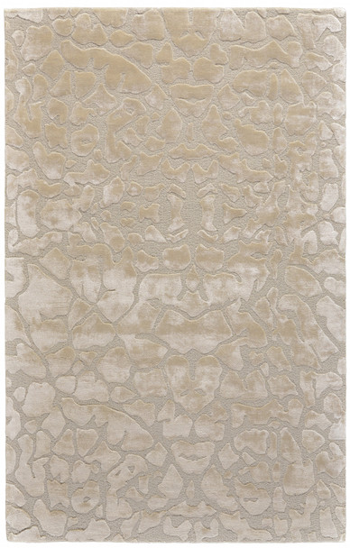 5' X 8' Ivory Taupe And Tan Abstract Tufted Handmade Area Rug