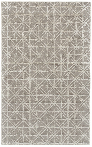 2' X 3' Taupe Ivory And Tan Wool Abstract Tufted Handmade Area Rug