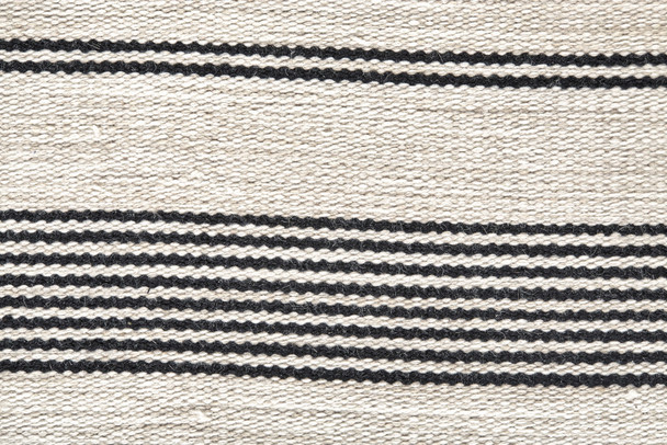 5' X 8' Black And White Striped Dhurrie Hand Woven Stain Resistant Area Rug