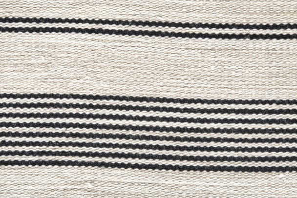 8' X 11' Black And White Striped Dhurrie Hand Woven Stain Resistant Area Rug