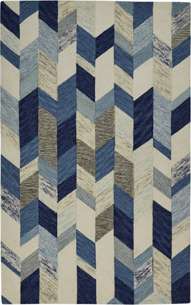 10' X 13' Blue Ivory And Gray Wool Geometric Tufted Handmade Area Rug