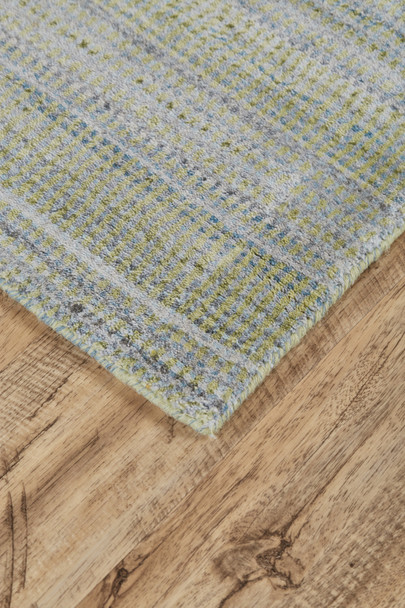 5' X 8' Green Blue And Tan Ombre Hand Woven Area Rug