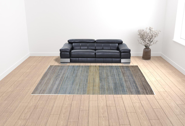 10' X 13' Blue Purple And Tan Ombre Hand Woven Area Rug