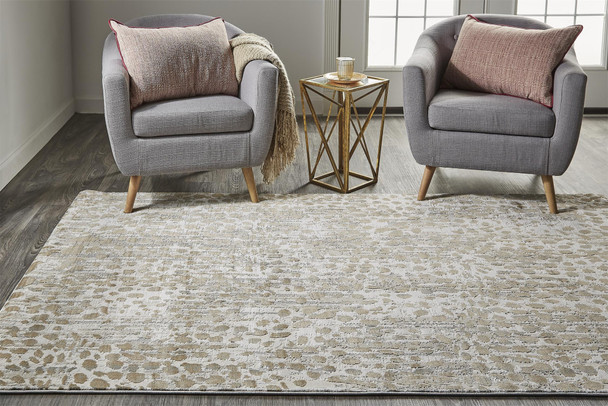 7' X 10' Brown And Ivory Abstract Stain Resistant Area Rug