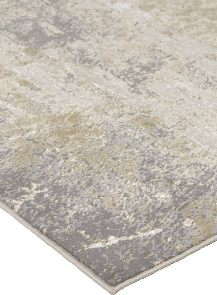 10' X 13' Ivory Gold And Gray Abstract Stain Resistant Area Rug