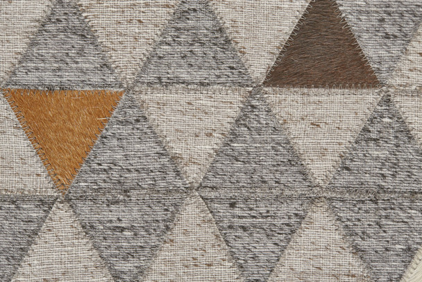 8' X 11' Gray Ivory And Brown Geometric Hand Woven Area Rug