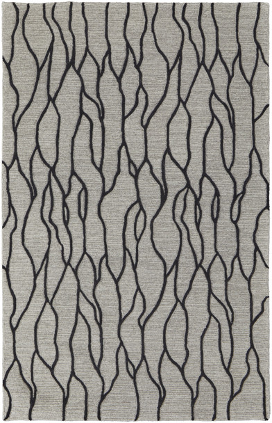 8' X 11' Taupe Black And Gray Wool Abstract Tufted Handmade Stain Resistant Area Rug
