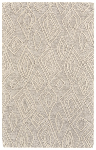 8' X 11' Tan And Ivory Wool Geometric Tufted Handmade Stain Resistant Area Rug