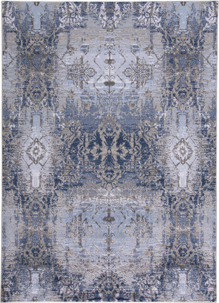 8' X 11' Blue Gray And Taupe Abstract Stain Resistant Area Rug