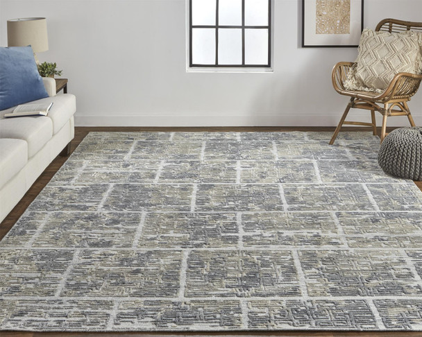 5' X 8' Gray And Ivory Abstract Hand Woven Area Rug