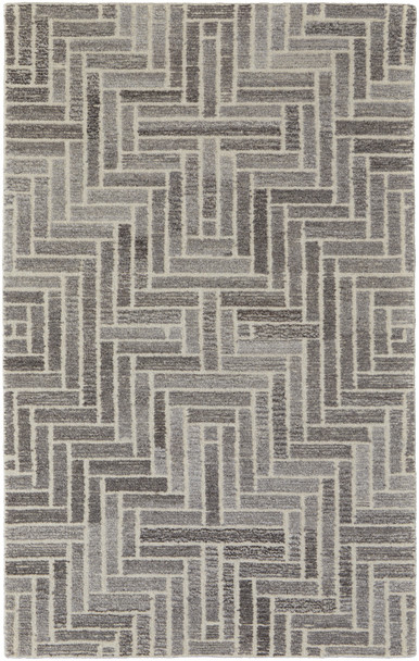 9' X 12' Taupe Gray And Tan Wool Geometric Tufted Handmade Area Rug