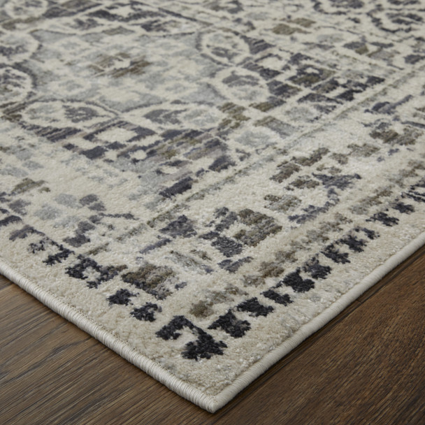 10' X 14' Ivory Taupe And Gray Abstract Stain Resistant Area Rug