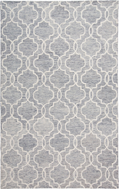 9' X 12' Blue Gray And Ivory Wool Geometric Tufted Handmade Stain Resistant Area Rug