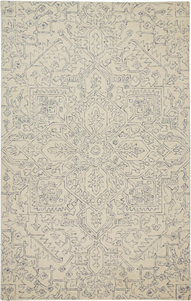 10' X 14' Ivory And Gray Wool Floral Tufted Handmade Area Rug