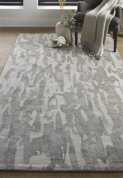 5' X 8' Gray Taupe And Silver Abstract Tufted Handmade Area Rug