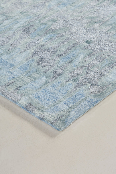 5' X 8' Blue Green And Gray Abstract Tufted Handmade Area Rug