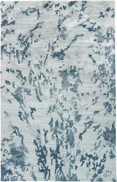 8' X 10' Blue Green And Silver Abstract Tufted Handmade Area Rug