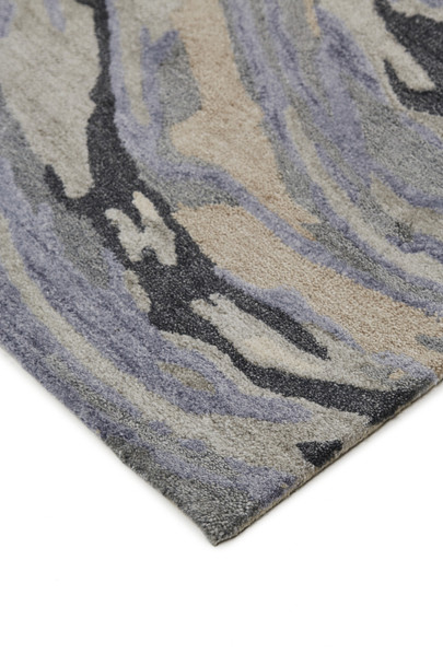 5' X 8' Blue Gray And Taupe Abstract Tufted Handmade Area Rug