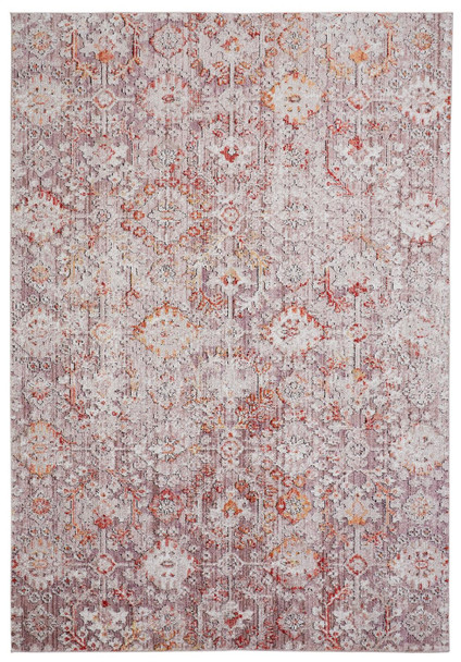 10' X 13' Pink Ivory And Gray Abstract Stain Resistant Area Rug
