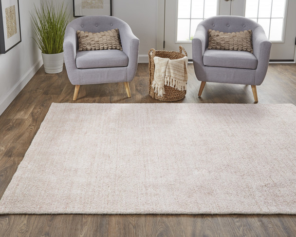 5' X 8' Pink And Ivory Hand Woven Area Rug