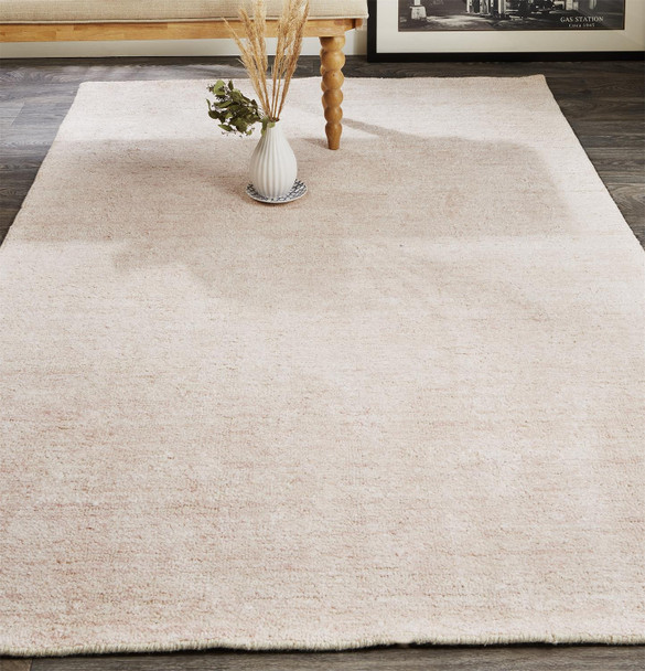 9' X 12' Pink And Ivory Hand Woven Area Rug