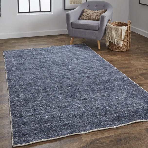 9' X 12' Blue Hand Woven Area Rug