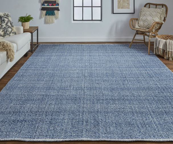 9' X 12' Blue Hand Woven Area Rug