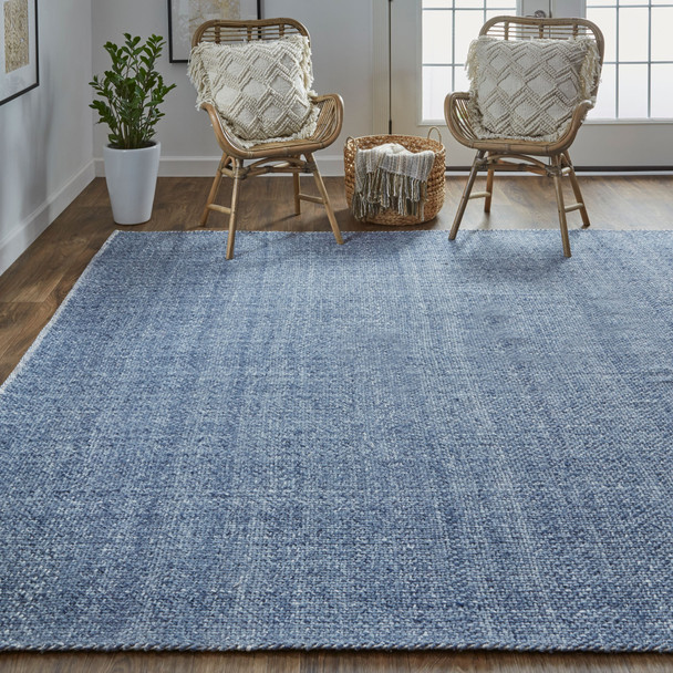 9' X 12' Blue Hand Woven Area Rug